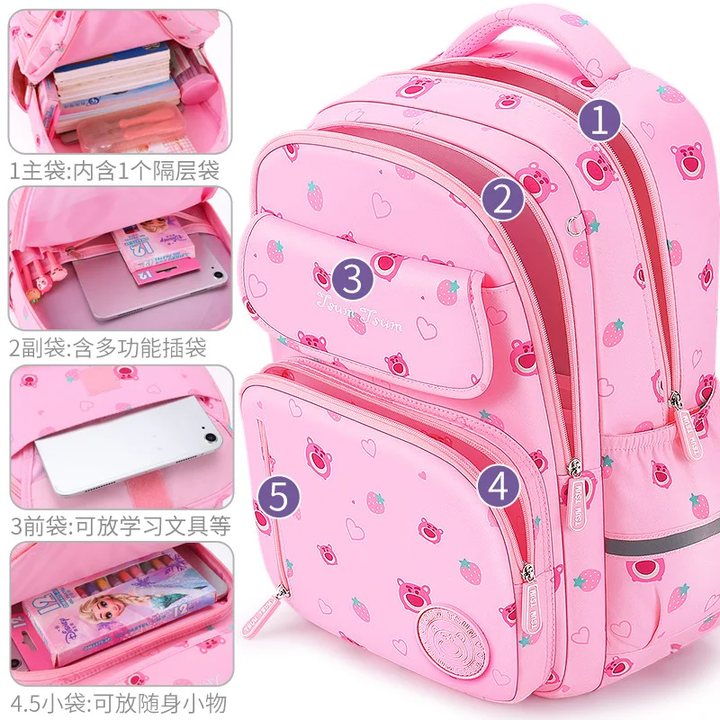 2023 Disney Fashion School Bags For Girls Grade 2-6 Primary Middle Student Shoulder Orthopedic Backpack Large Capacity Mochila