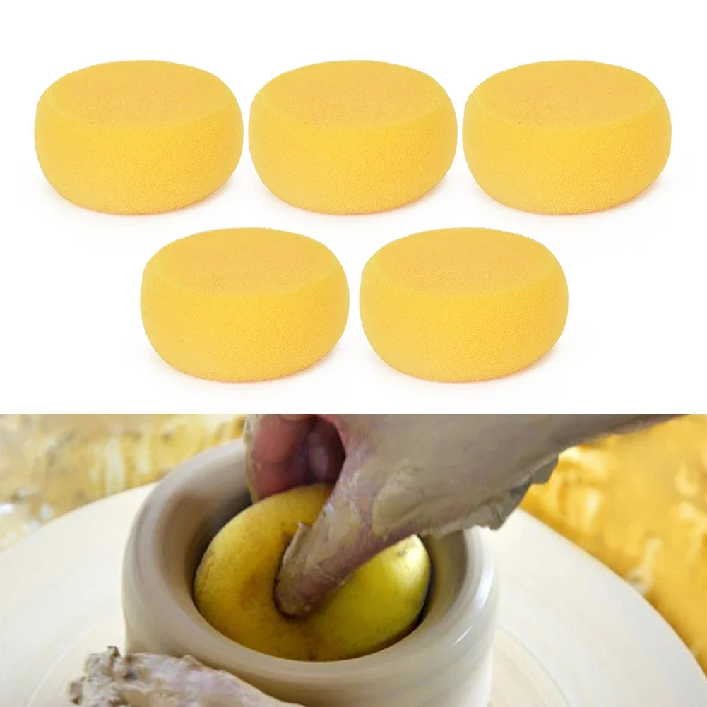 5pcs/set Pottery Round Sponge Water Absorbent Pottery Sculpture Modeling Moisturizing Sponge Coloring Clean Pottery Tools