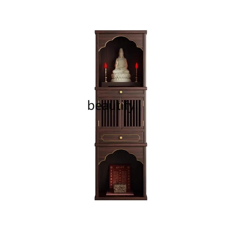 Simple Solid Wood Buddha Niche Clothes Closet Household Avalokitesvara Buddha Cabinet God of Wealth AltarCabinet Shrine Landlord