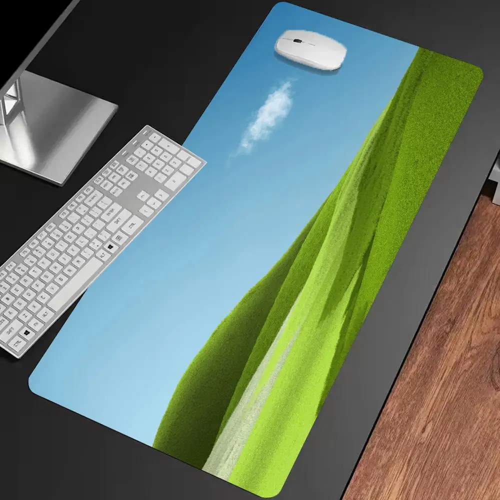 

Коврик для мыши Green Hills Sky, нескользящий игровой коврик для мыши, геймерский коврик для киберспорта, игровой механический коврик для клавиатуры XXL, настольный коврик