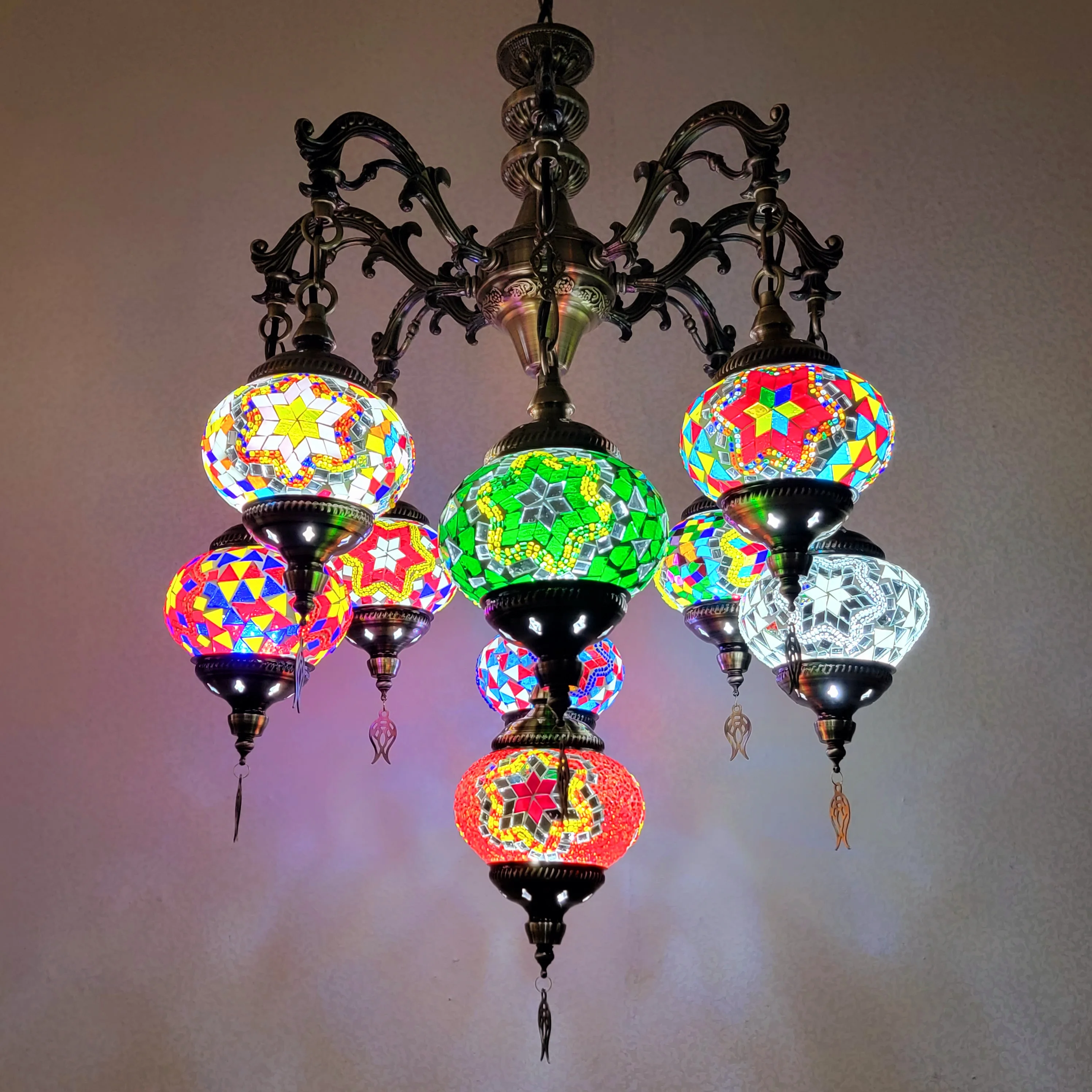 Luxury Retro Turkish mosaic chandelier Turkey Ethnic Romantic Pendant lamp Lantern Art glass Living room restaurant bar lighting