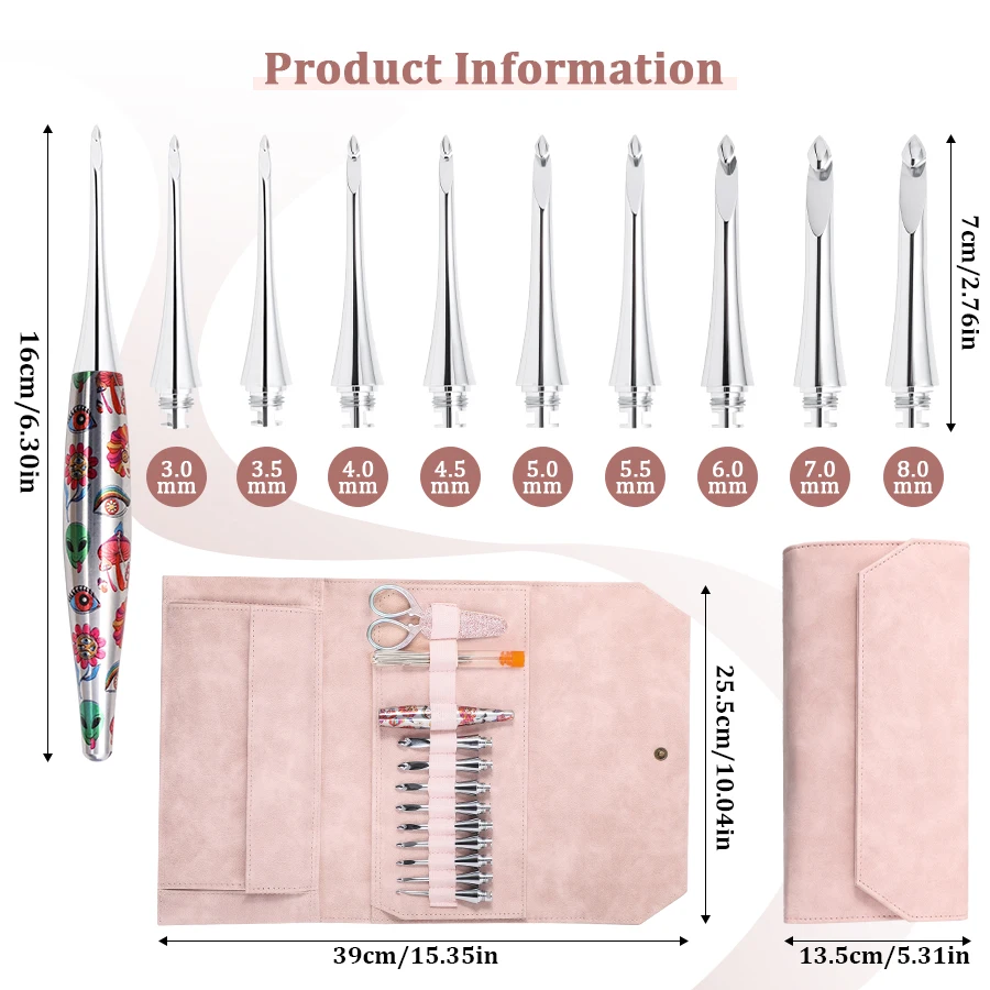 Crochet Hook Interchangeable Sewing Crochet Needles Scissors & Storage Pouch Accessories Weaving Yarn Knitting Tools