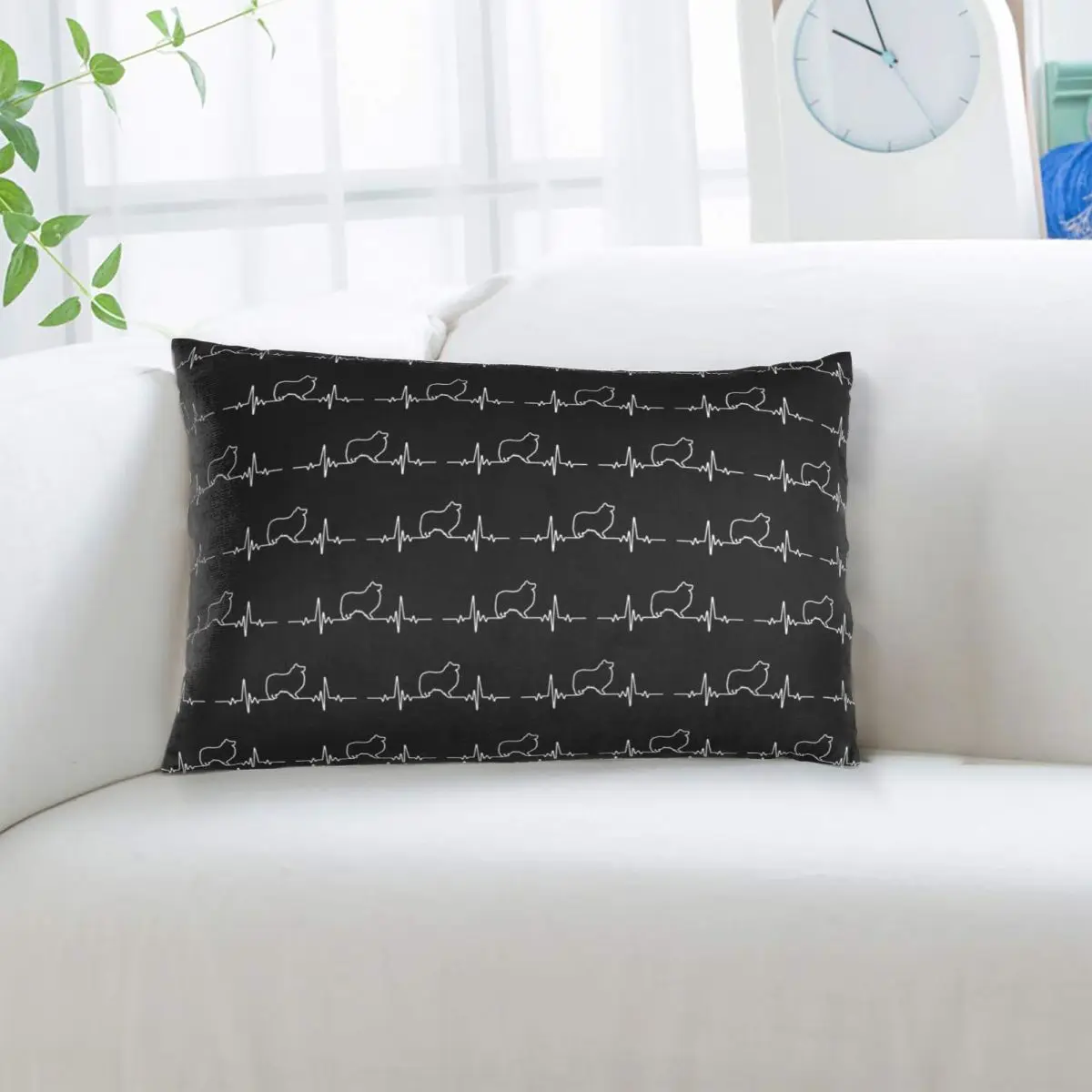 Minimalist Heartbeat Shetland Sheepdog Rectangle Pillowcase Cushion Cover Decor Bedroom Bed Home Comfort Throw Pillow