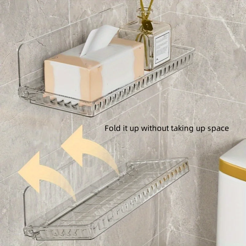 1 Stück transparenter Regal-Organizer für das Badezimmer, ein faltbares, wandmontiertes Aufbewahrungsregal, geeignet für Kosmetika