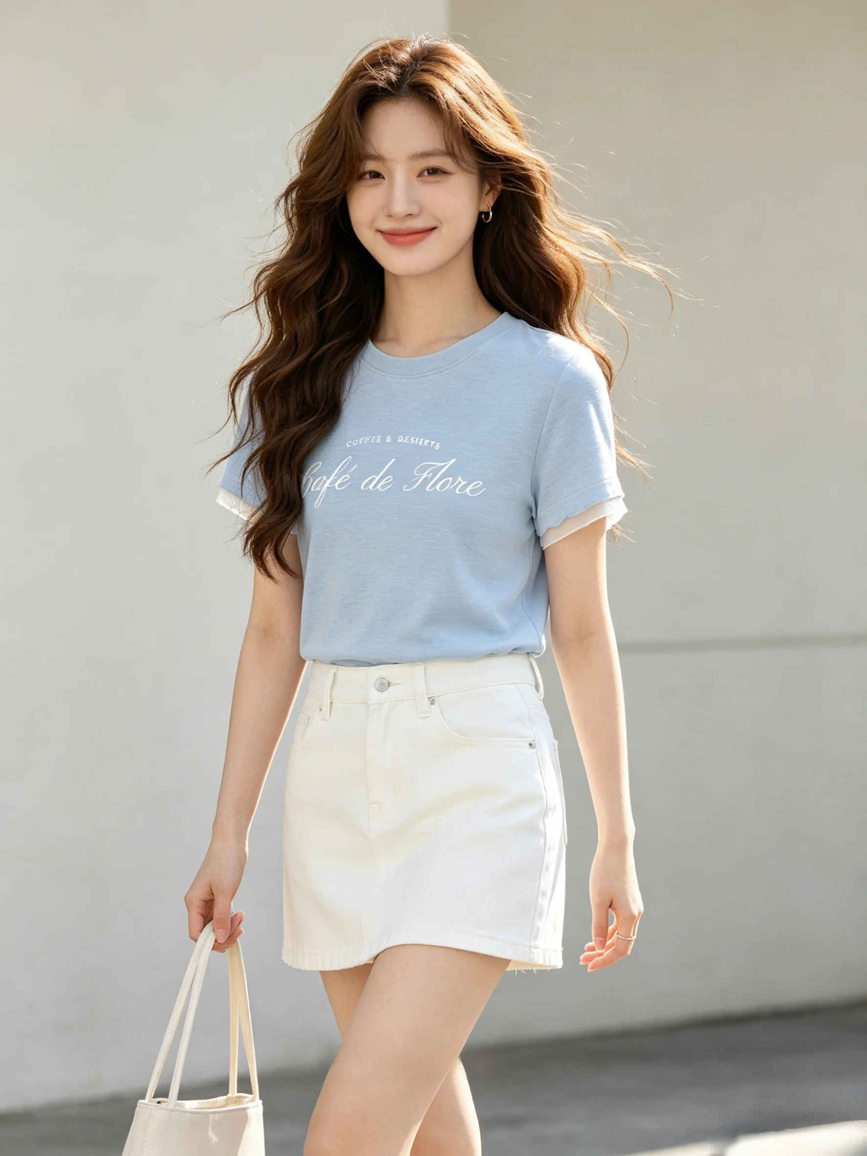 

Skin-friendly Breathable round Neck Short Sleeve T-shirt Women's Summer Versatile Slimming Top Quality New Style Casual Wear