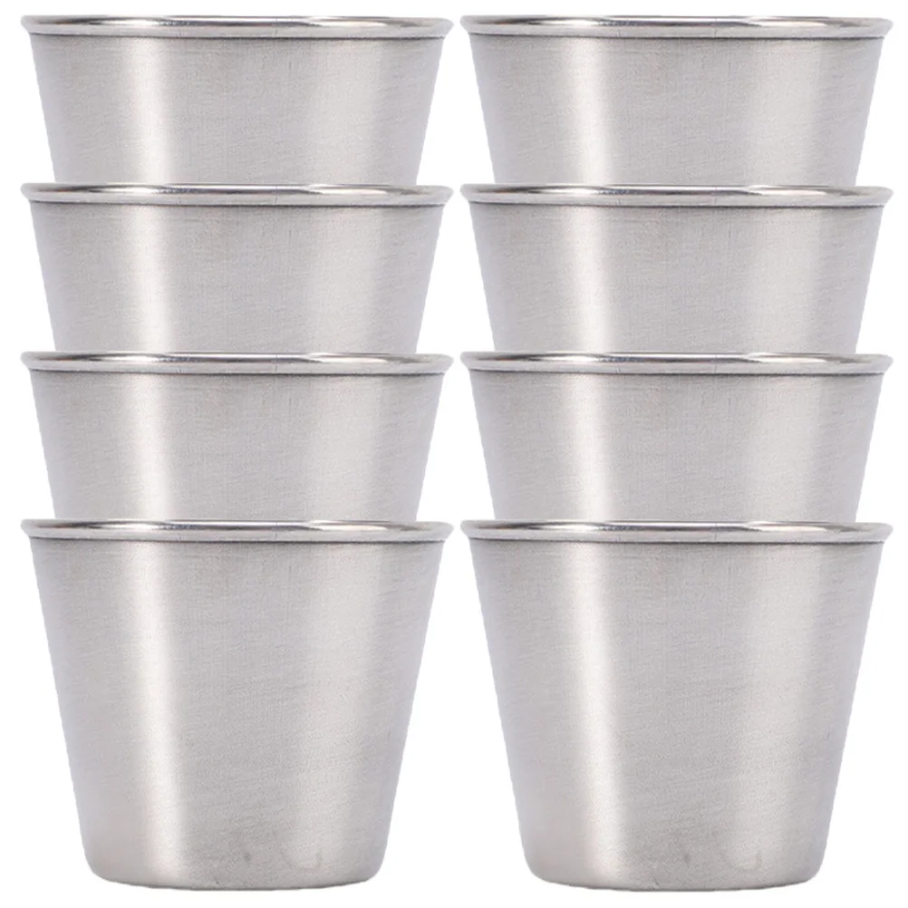 

8pcs Stainless Steel Wine Cup Small Sauce Container For Condiment Salad Dressing Storage Portable Camping Drinkware Reusable
