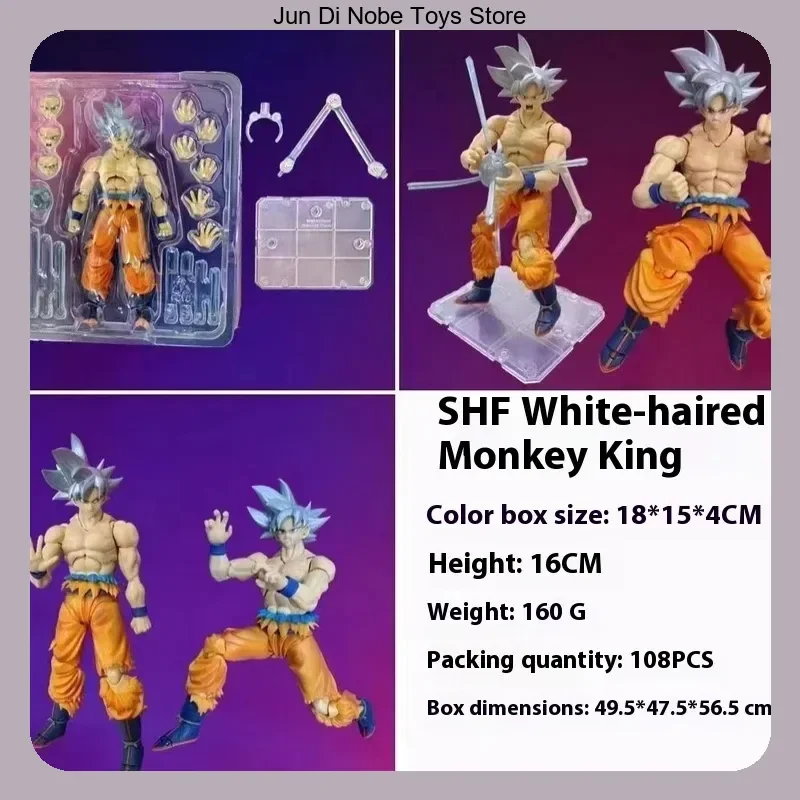 

Goku Dragon Ball White Hair Form Movable Action Figure Super Saiyan Anime Statue 16cm, Desktop Decoration Gift