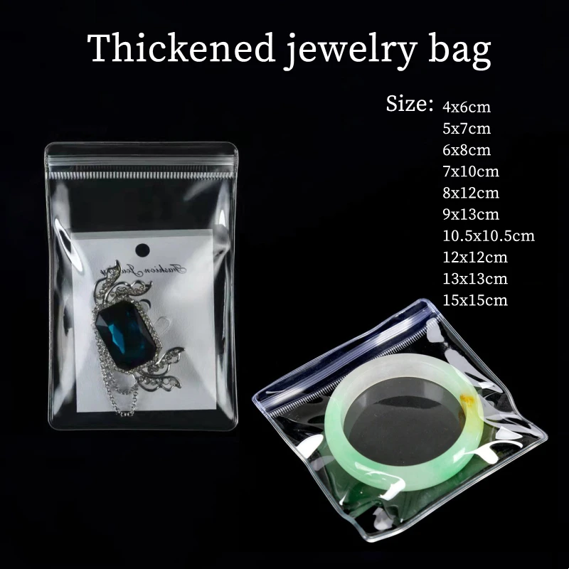 Transparent PVC zipper bag, thickened by 26 lines, used to store jewelry, decorations, pendants and gift self sealing bags