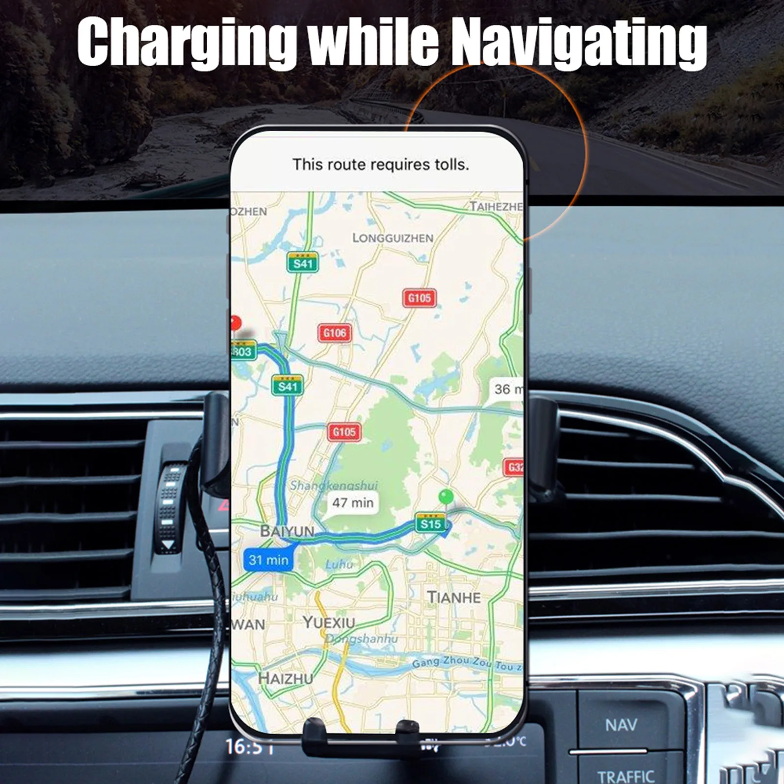 Mobile Phone Holder Wireless  Car Phone Bracket Fast Charging Wireless Car Outlet  Mount Stand Mobile Phone Holder