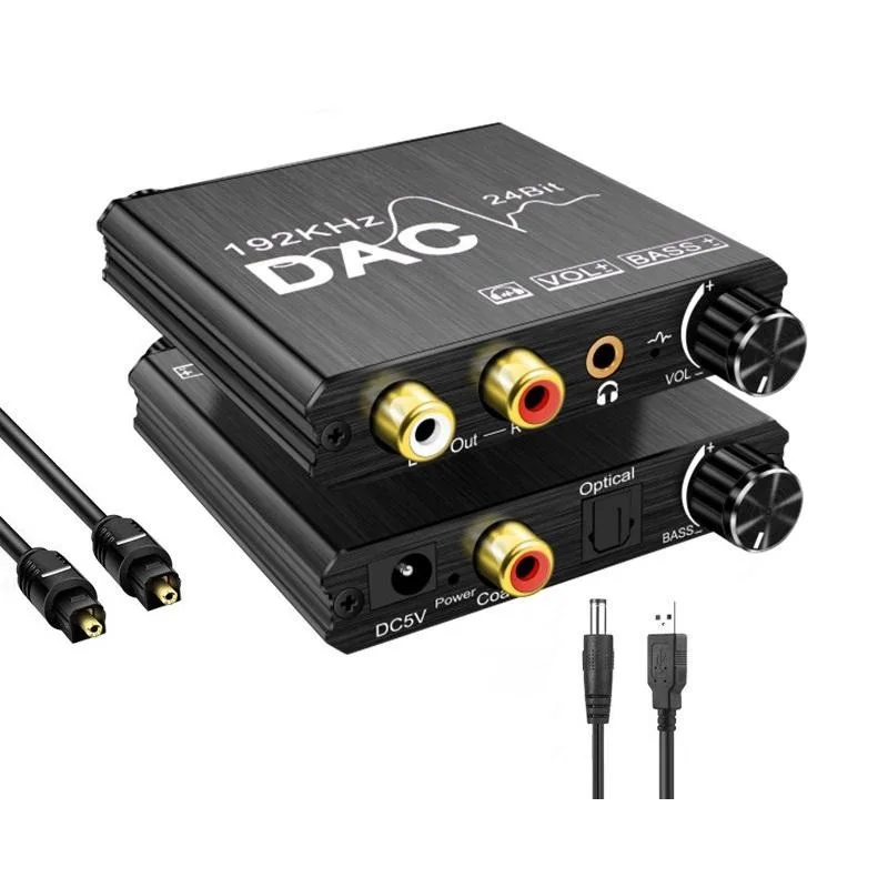 192KHz/24Bit DAC Digital to Analog Audio Converter SPDIF Optical Toslink Coaxial Input to Stereo L/R RCA & 3.5mm Jack Audio