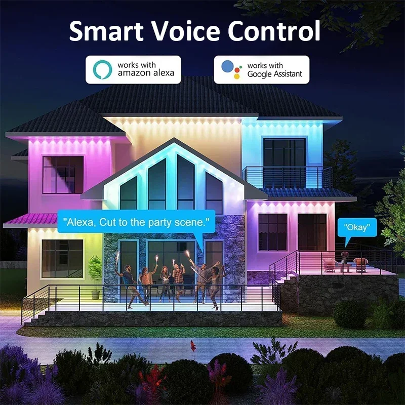 Permanente buitenverlichting met app en afstandsbediening WIFI RGB Smart Eaves LED-lamp IP67 Waterdicht Spraakbesturing Muzieksynchronisatie Vakantiefeest