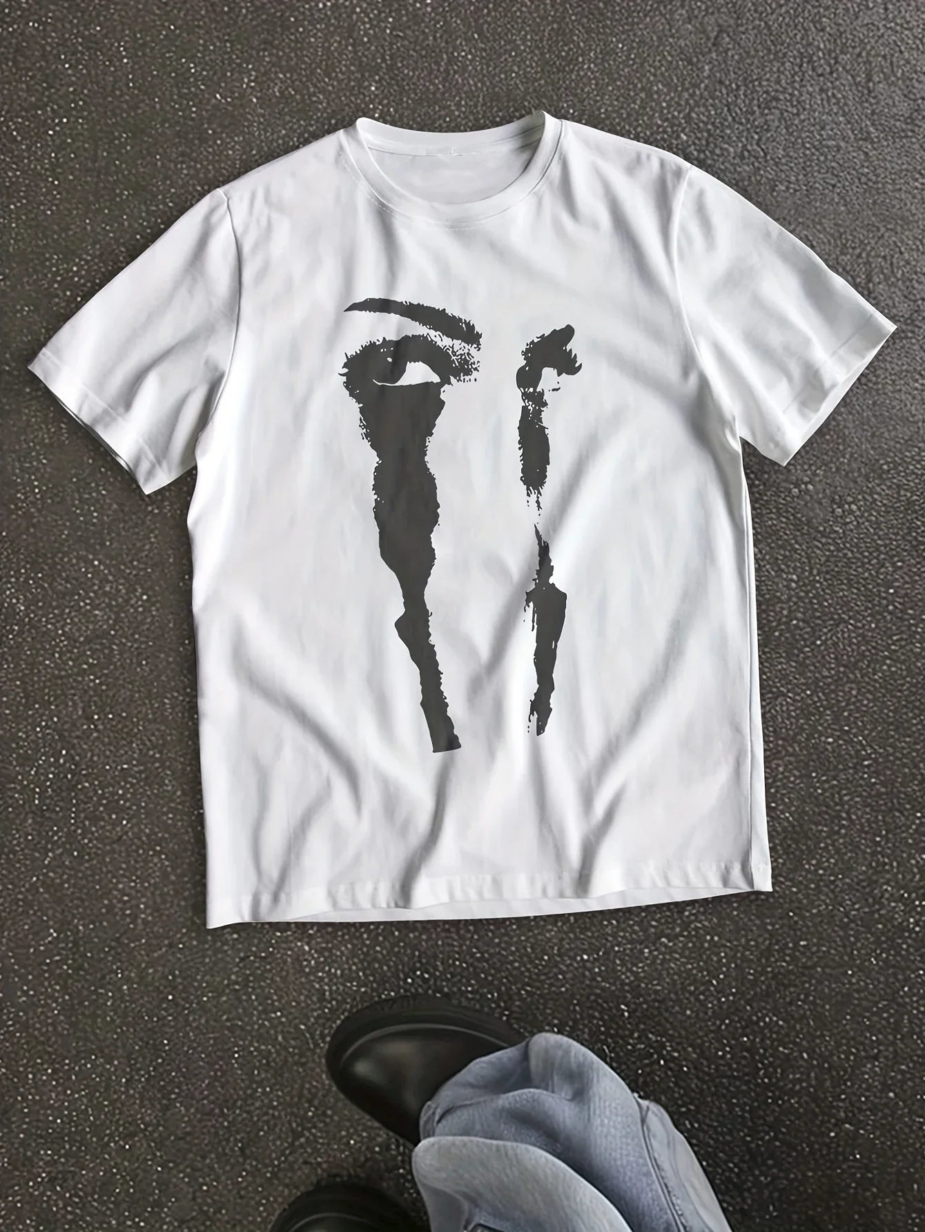 Camiseta عادية con estampado عادية camiseta Comoda femenina con manga corta estampada en blanco y Negro #1