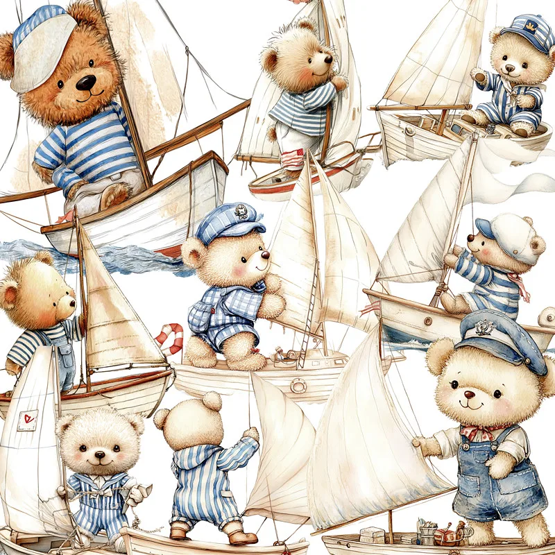 Sailing Bear Stickers Crafts And Scrapbooking stickers kids toys book Decorative sticker DIY Stationery