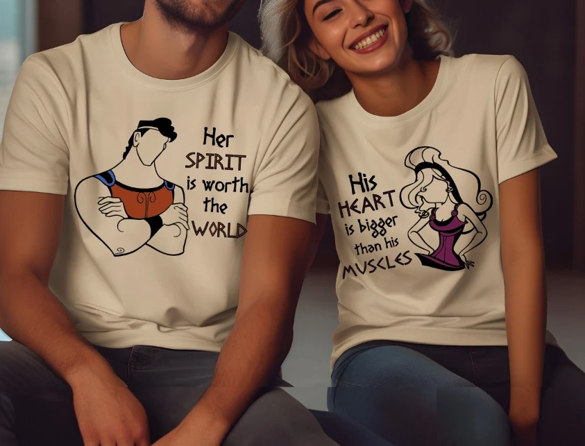 Nueva camiseta de pareja de Hercules Megara Disney, camiseta Retro informal de alta calidad a la moda, Camiseta holgada de algodón puro Unisex