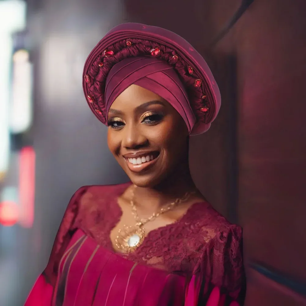 

Nigeria Head Wraps Female Headpiece Already Made Turban Cap Bonnet for 2025 Women Latest African Auto Gele Headtie Wedding Party