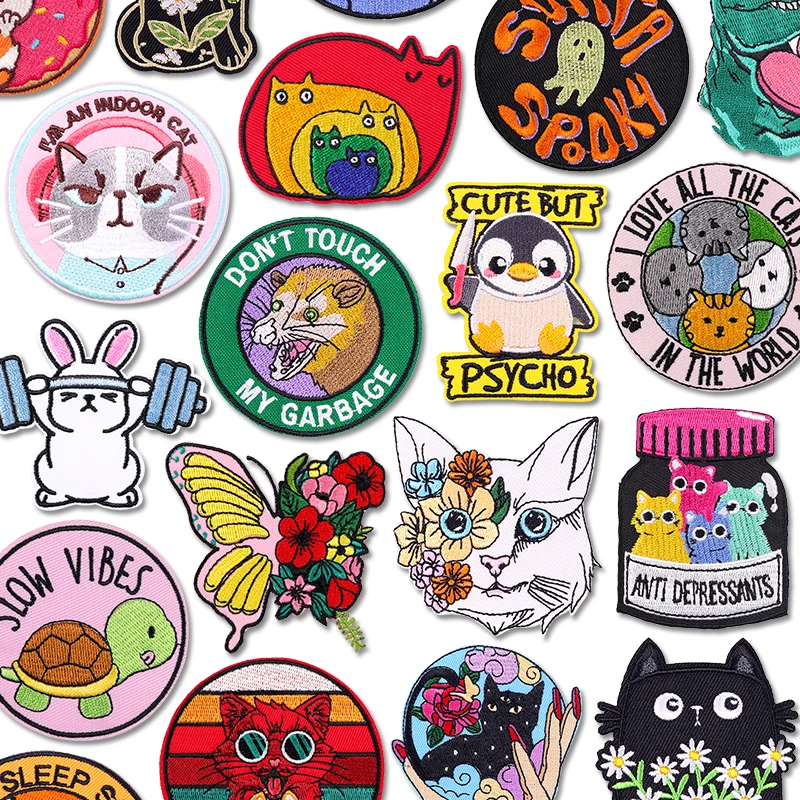 Tier bestickte Patches auf Kleidung Tier Schmetterling Pinguin Patch Eisen auf Patches für Kleidung thermoadhäsive Patches Abzeichen
