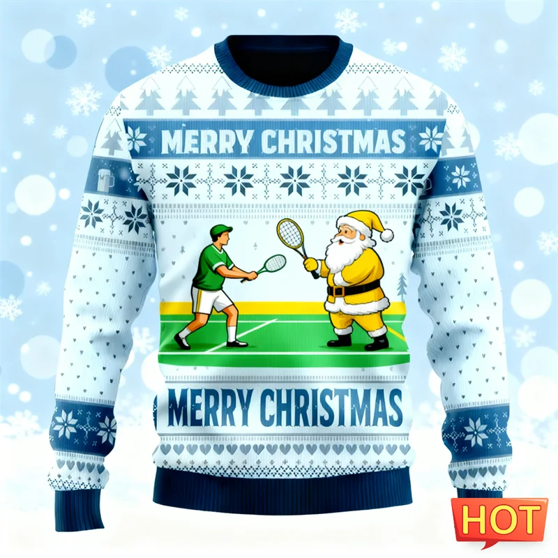 2026 جديد مضحك سانتا كلوز الجرافيك بلوزات موضة عطلة ارتداء ثلاثية الأبعاد مطبوعة القبيح عيد الميلاد سترة فضفاضة الشارع الشهير البلوفرات #5