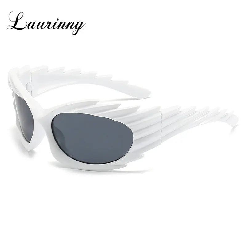 LAURINNY Y2K Retro Hedgehog Style Cat-eye Sunglasses for Men and Women Luxury Sun Glasses UV400 Colorful Mirror Fashion Eyewear