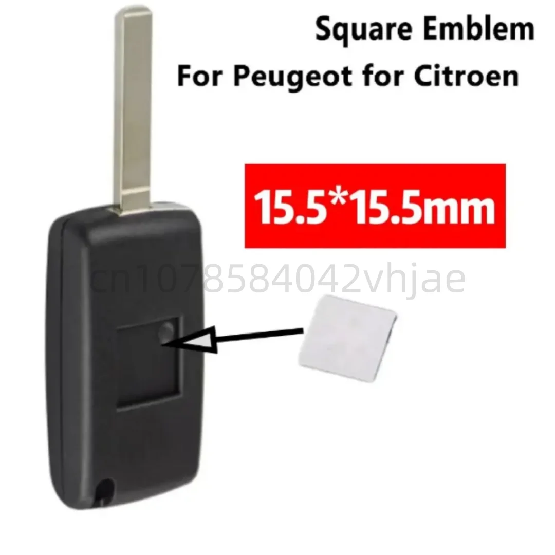 10pcs/Lot 16x16mm Square Oval Sticker Remote Car Key Emblem Logo Replacement for Peugeot for Citroen Remote Key