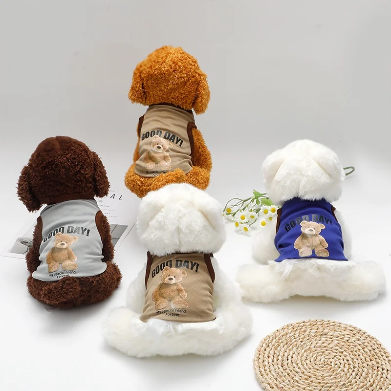 Cartoon Bear Dog Clothes Cute Cotton Dog Costume Pet T-shirt Cats Vest for Puppy Small Medium Dogs Shih Tzu Dog XS-XXL