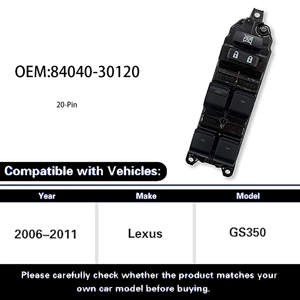 

Car accessories 84040-30120 Auto Switch Car Power Window Master Control Switch For Toyota For Lexus GS350 GS300 GS430 2006~2011