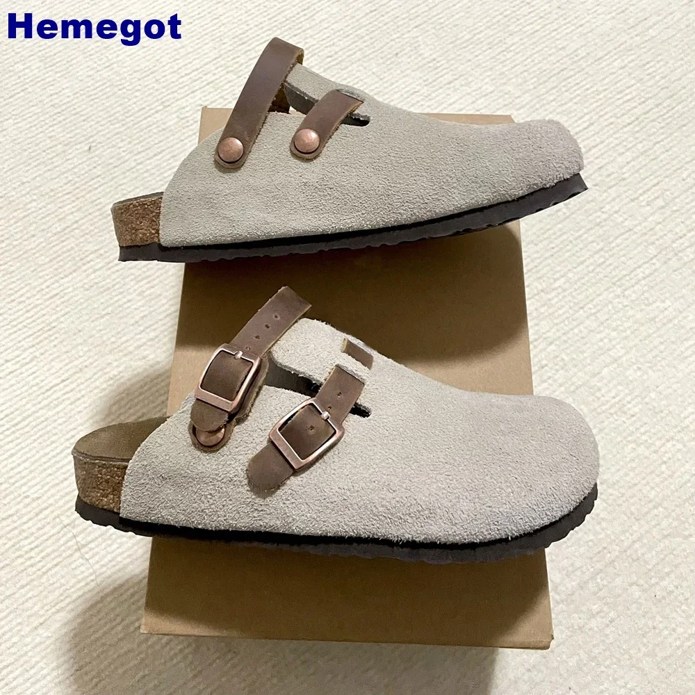 Retro Round Toe Belt Buckle Slipper 2024 Summer New Solid Color Fashion Ladies Slip On Slides Outdoor Casual Travel Flat Slipper