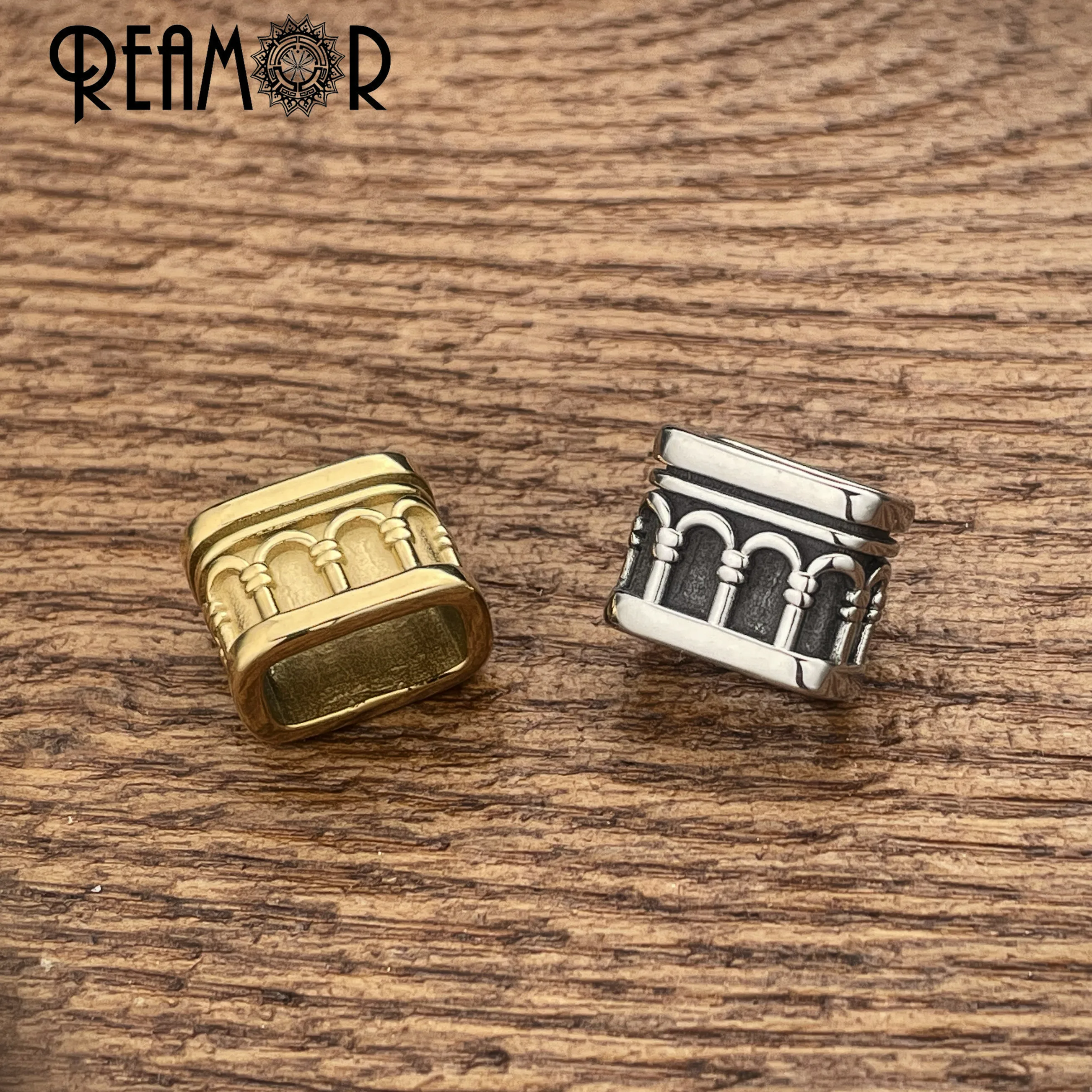 REAMOR Gold Color Stainless Steel Slider Beads 12x6mm Eye of Providence Solar Divine Bird Beads For Bracelet Jewelry Accessories