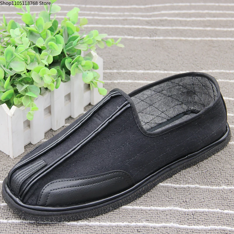 Chinese Traditional Martial Arts Shoes Men Kung Fu Wing Chun Tai-Chi Wushu Black Cloth Old Beijing Casual Shoes Sport Sneaker