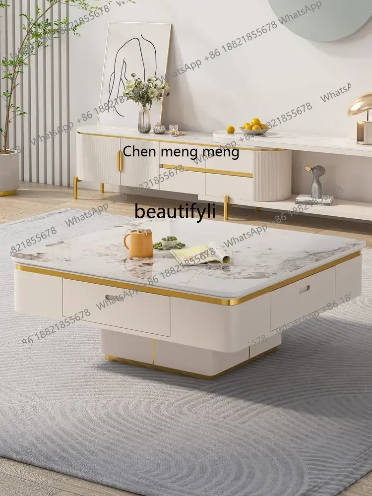 

zqLifting Coffee Table Mahjong Table Double-Use Multi-Function Automatic Mahjong Machine Movable Stone Plate