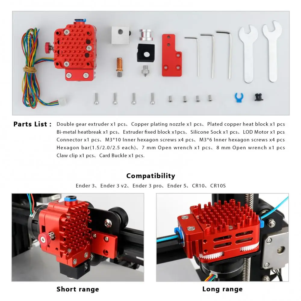 L'imprimante 3D partie le kit rouge de mise à niveau d'extrudeuse de vitesse de touristes de lézard pour Ender3 / V2 / Pro, CR-10 / CR10-S