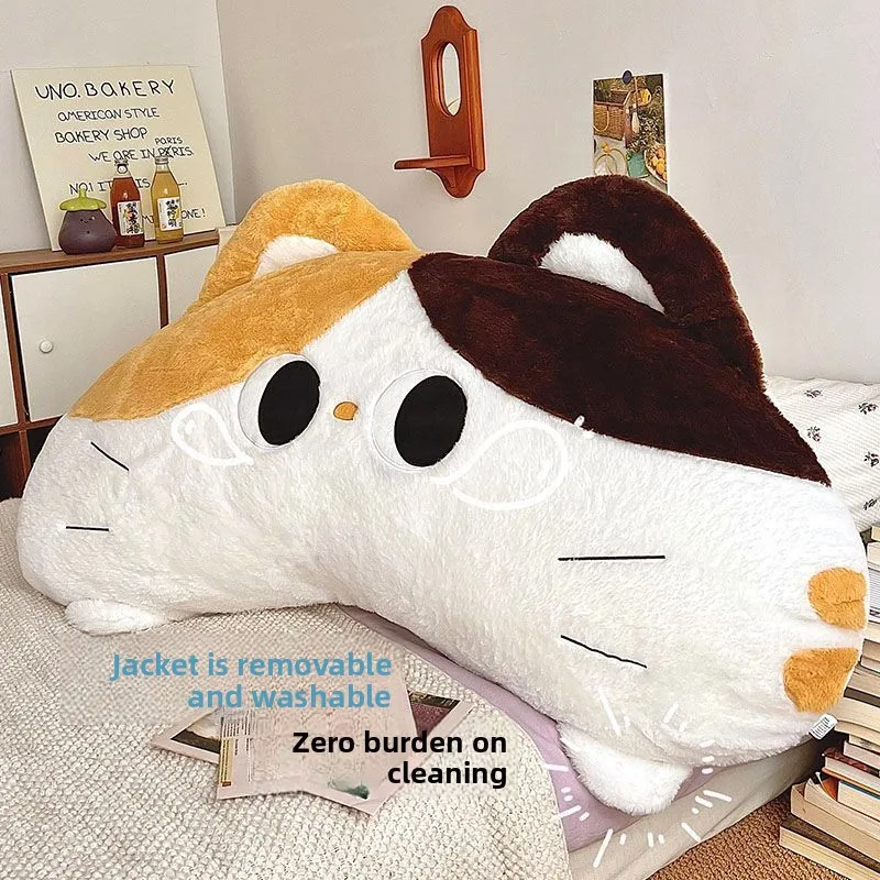 Cute Cat Plush Lumbar Support Soft Body Pillow Bedroom Sofa Cushion Doll Gift for Women Waist Pillows