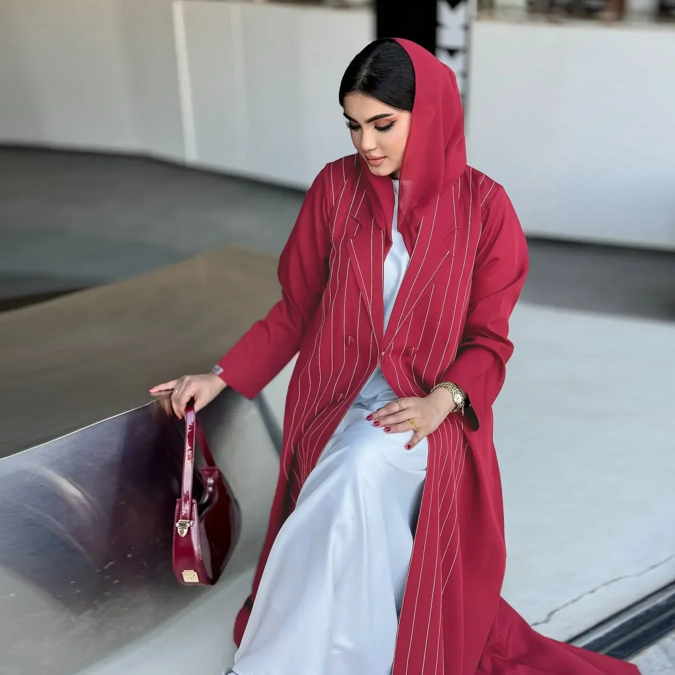 

Ramadan Muslim Women Kimono Open Abaya Stripe Long Dress Eid Djellaba Kebaya Caftan Marocain Femme Robe Luxury Dubai Kaftan Gown