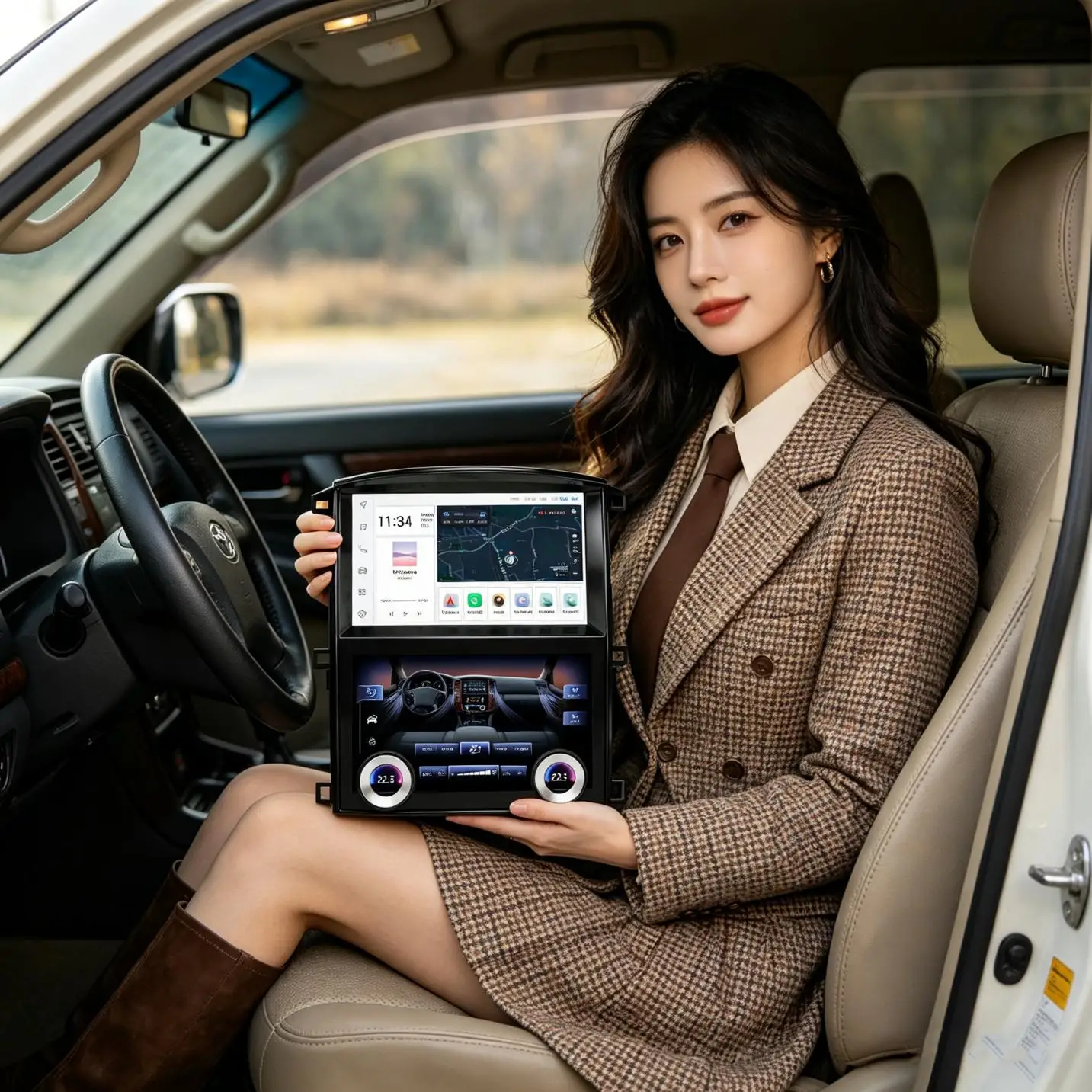 

Двухэкранный 10-дюймовый Android 13 мультимедийный проигрыватель для Toyota Land Cruiser 100 LC100 2003-2007 с CarPlay, 2 DIN