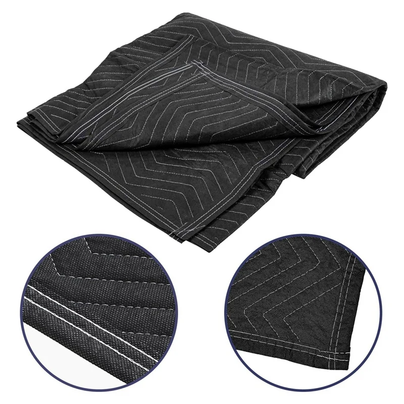 2 Piece Moving Blankets 40X72inches Packing Blankets For Moving Shipping Furniture Wrapping For Furniture-Black