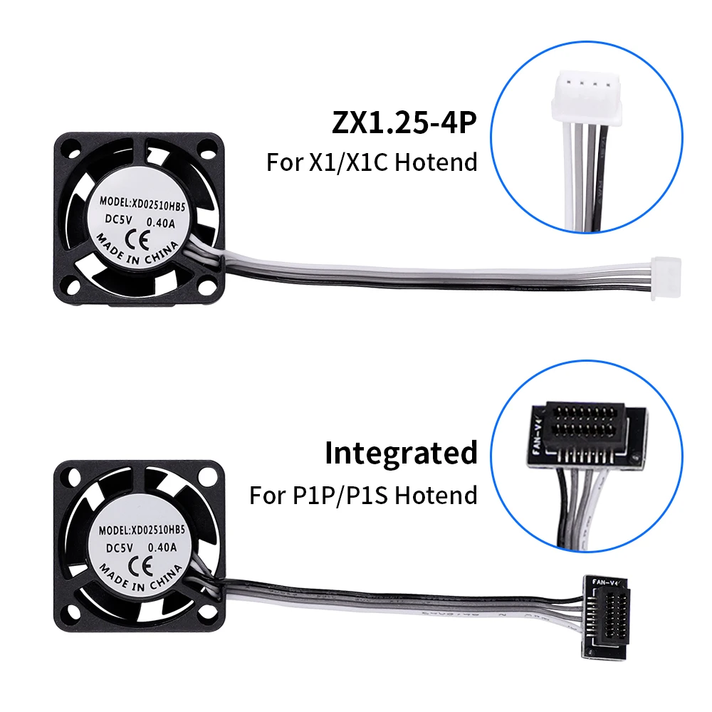 Kipas Pendingin Berkualitas Tinggi Upgrade Untuk Bambu Lab X1/P1 2510 5V Kipas Pendingin Kecepatan Tinggi Untuk Printer 3D Bambu X1 X1C P1S P1P Hotend