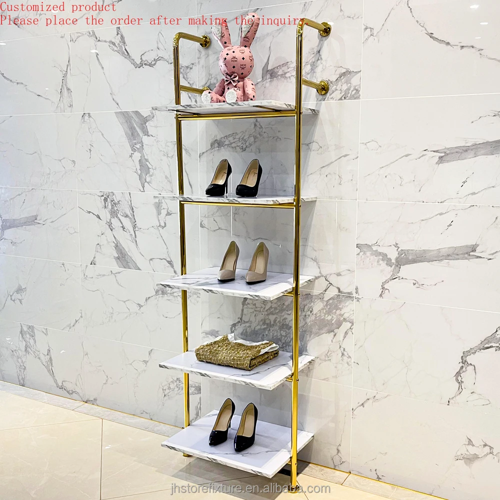 

Hot Selling Metal Shoes Slipper Display Rack Stand Handbag Display Stand For Women's Store