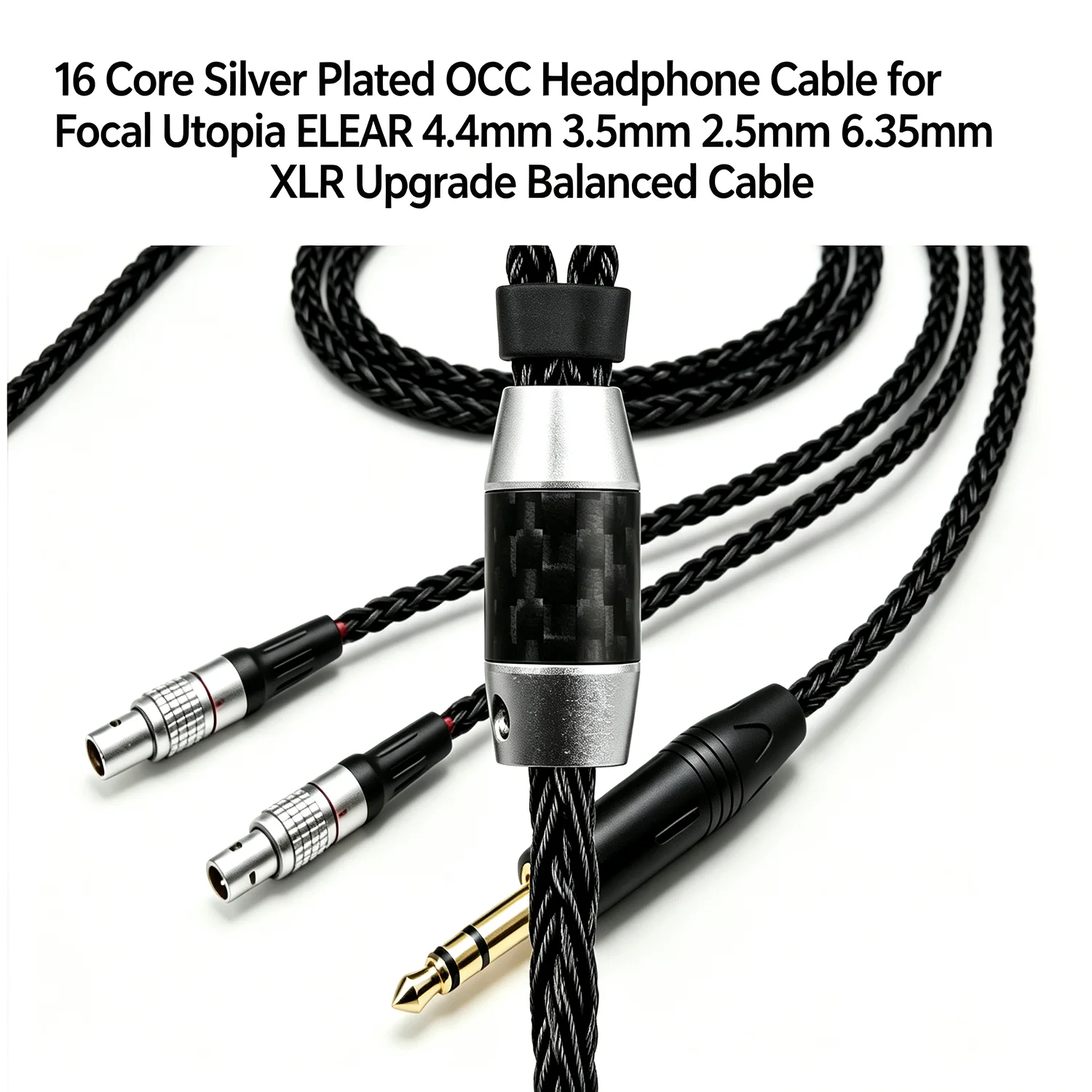 16 Core Silver Plated OCC Headphone Cable for Focal Utopia ELEAR 4.4mm 3.5mm 2.5mm 6.35mm XLR Upgrade Balanced Cable