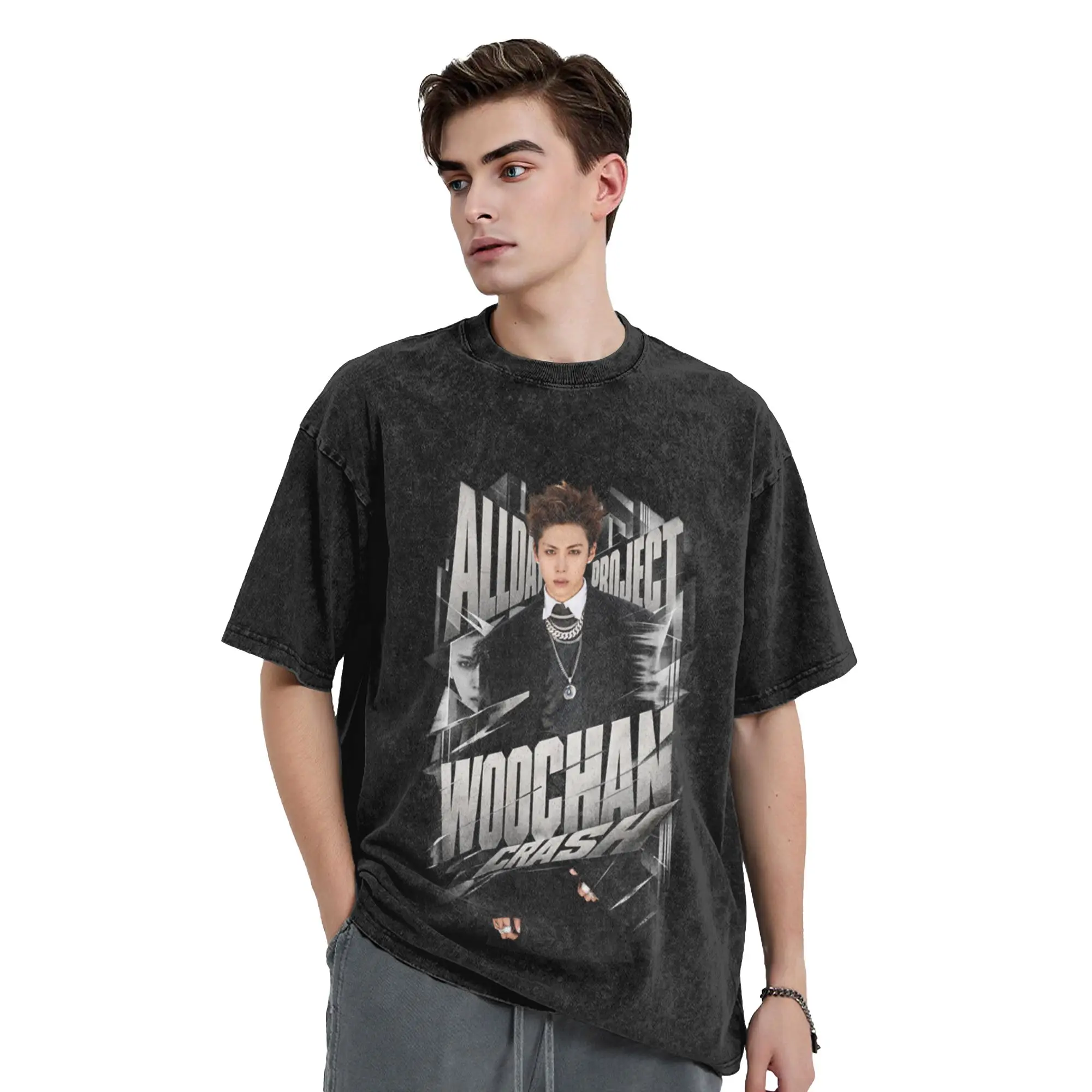 ALLDAY PROJECT Woochan Crash Impact Metal Visual Classic Trendy A T-Shirt Oversized Short Sleeve Men's Women's Cotton Tees Tops