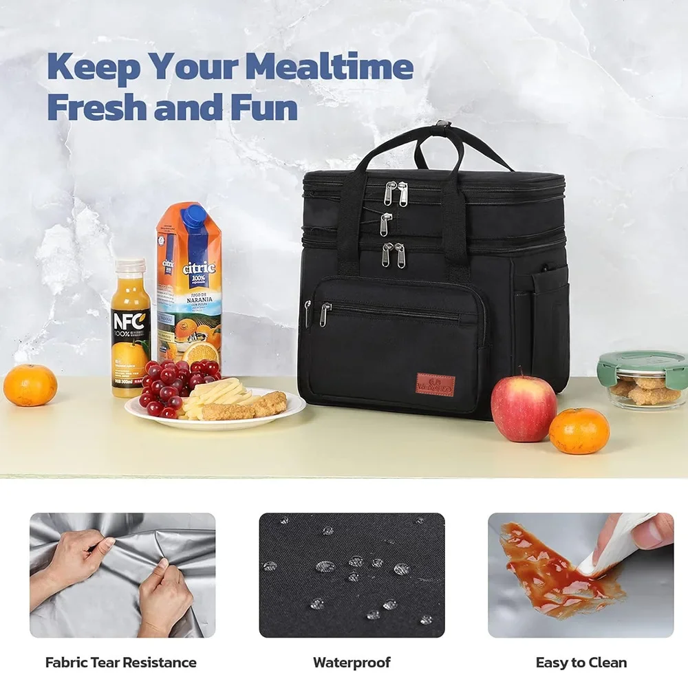 New Portable Insulation Picnic Bag Large Capacity Double-layer Camping Fresh-keeping Ice Pack Multifunctional Lunch Box