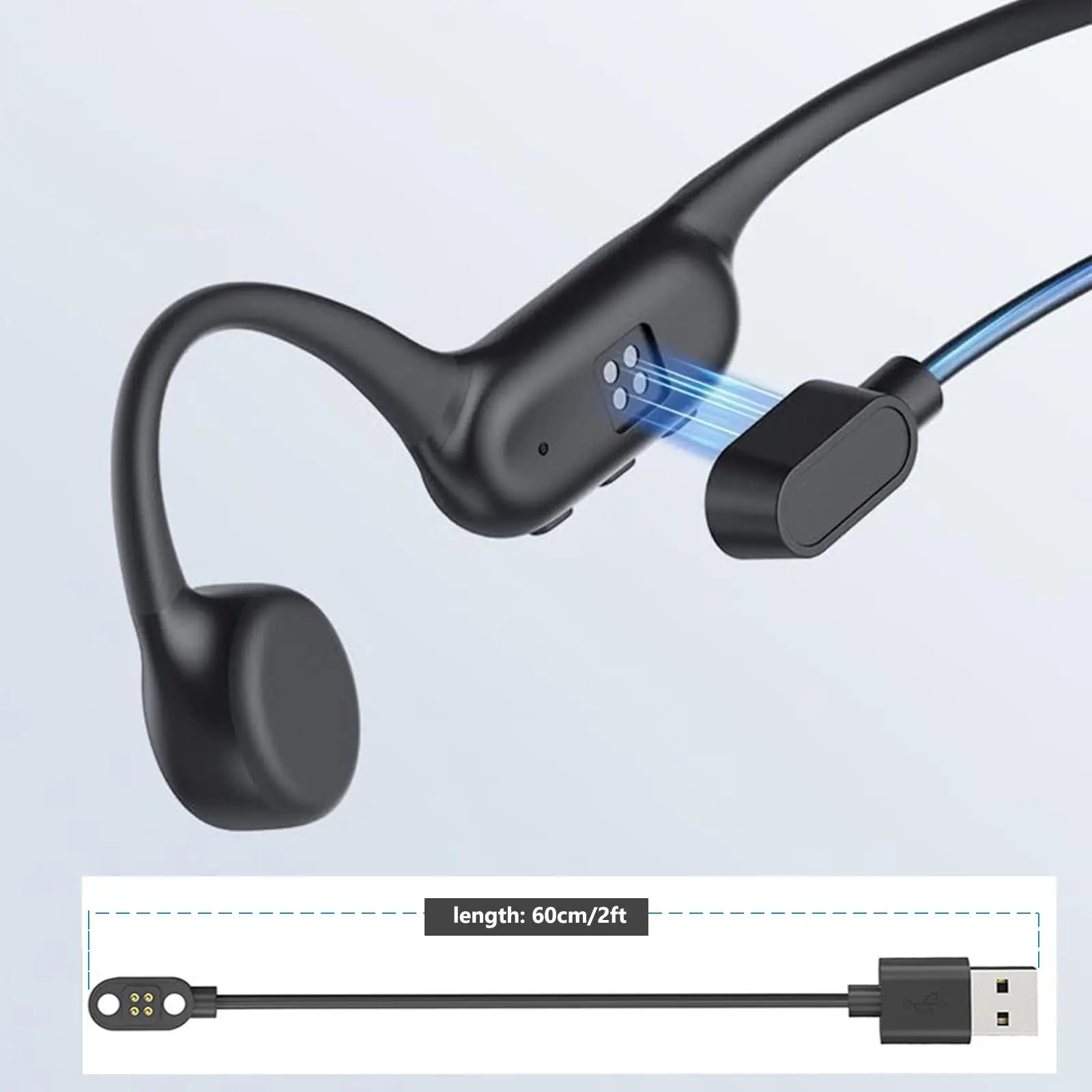 Bone Conduction Earphones with Magnetic Charging Cable for X7/X8/X18/X18pro Swimming Headset - Waterproof Hands-Free Listening view 2