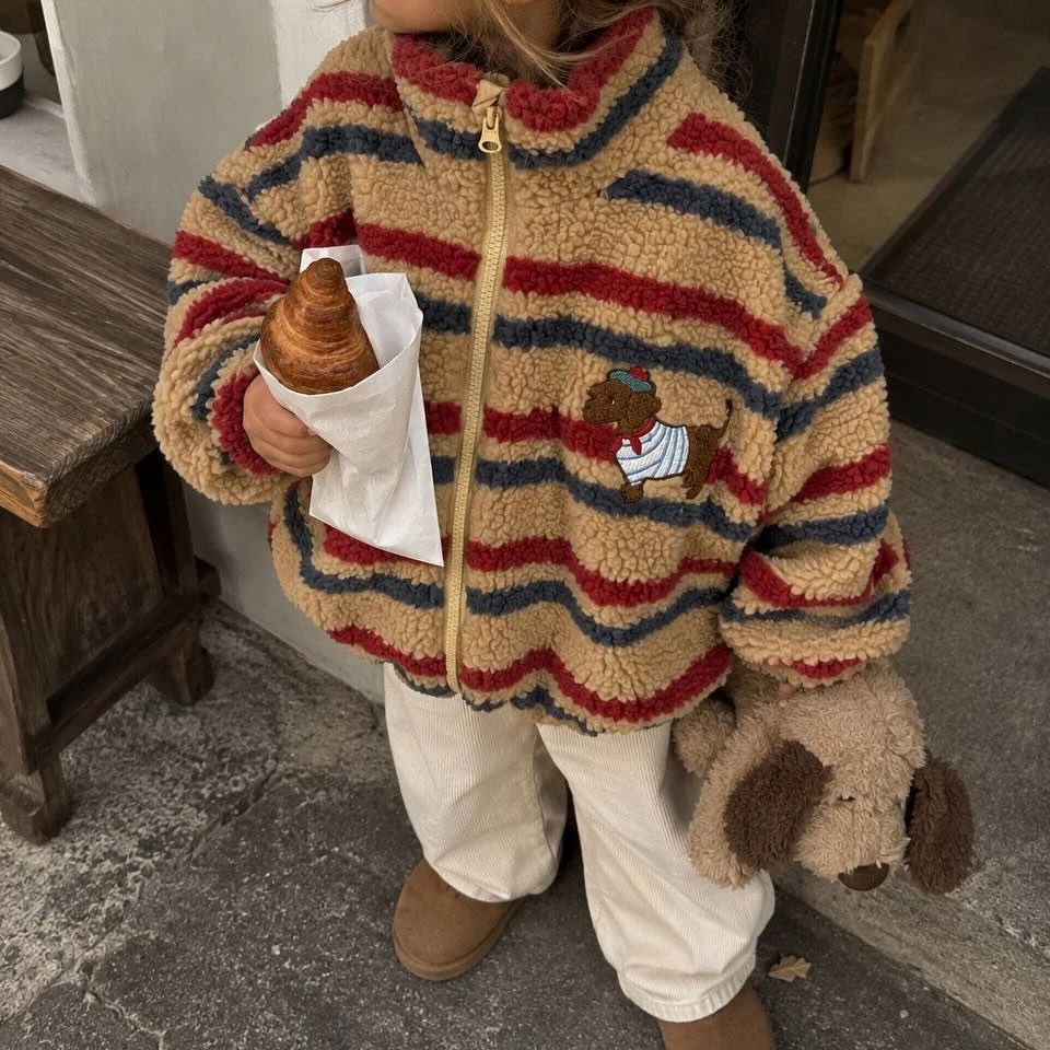 KS Boys Girls Fleece Coat 2026 Swan Animals Lemon Dinosaur Cartoon Animals Jacket Thickened Kids Winter Coat Toddler Girl Outfit view 2