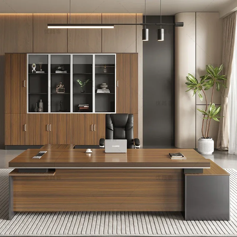 Designer Computer Office Table Asthetic Wood Drawers Executive Reception Desk L Shaped Drawers Escritorio Office Furniture