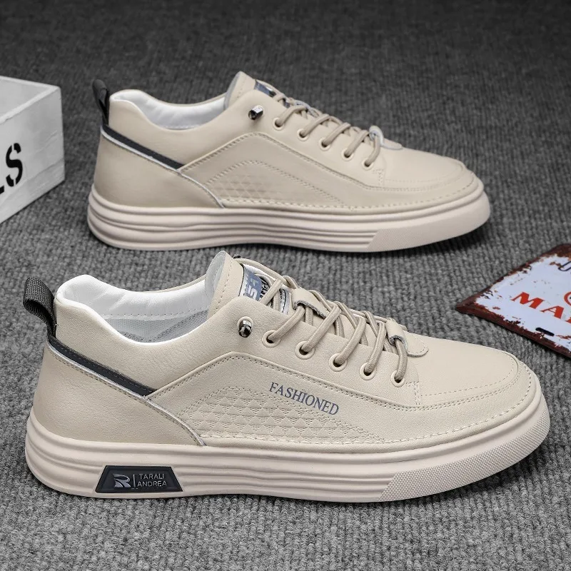 

Men's Fashion Casual Sneakers Comfortable Soft Sole Non-slip Leather Board Shoes for Work & Casual Occasions