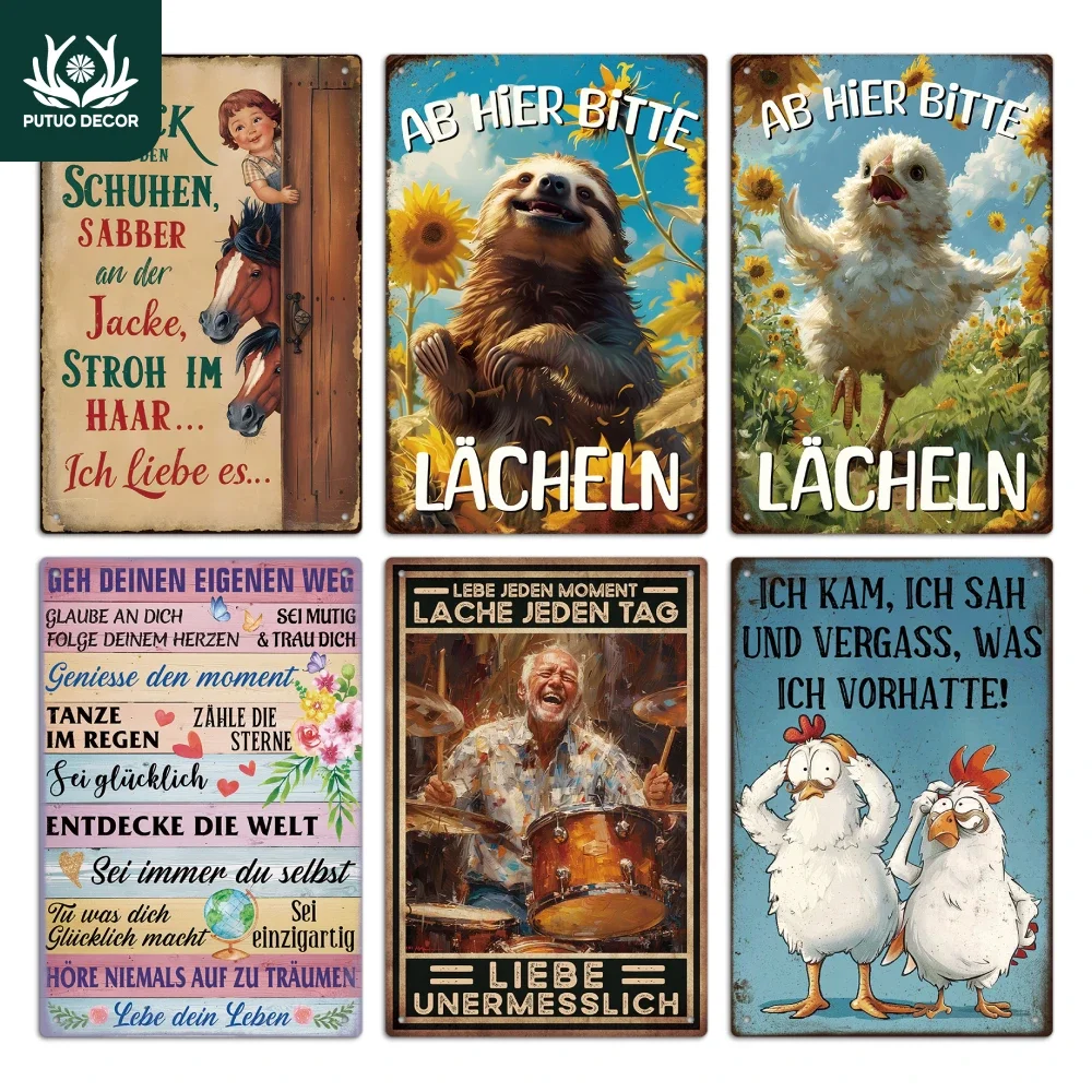 

Putuo Decor 1pc German Vintage Metal Tin Sign, Wall Art Decor for Home Farmhouse Living Room, Gift for Friends, 7.9x11.8Inches