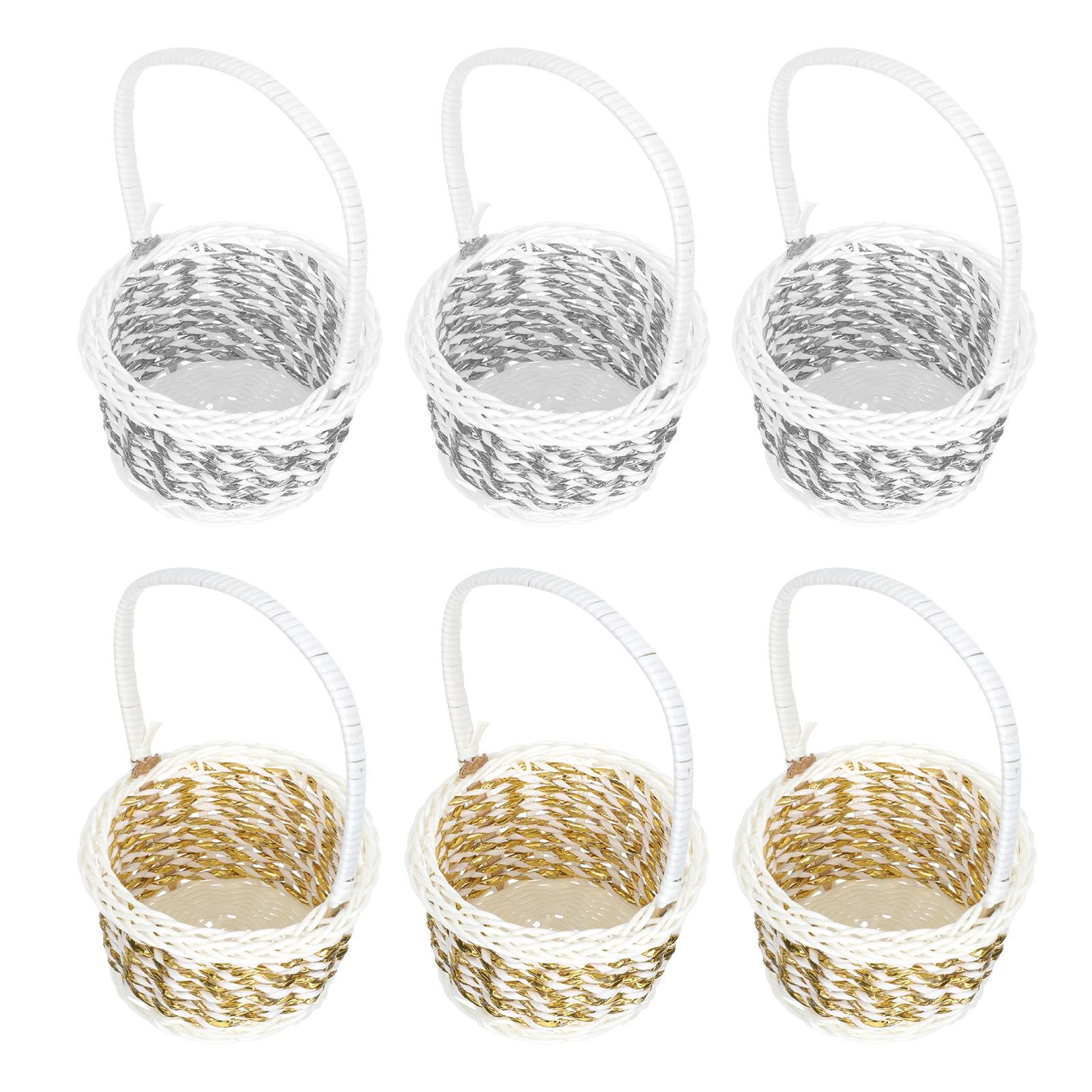 

6 pcs Storage Baskets Woven Retro PP Handheld Durable Smooth Classic Lightweight Portable Home Use Vegetable Candy Snack Basket