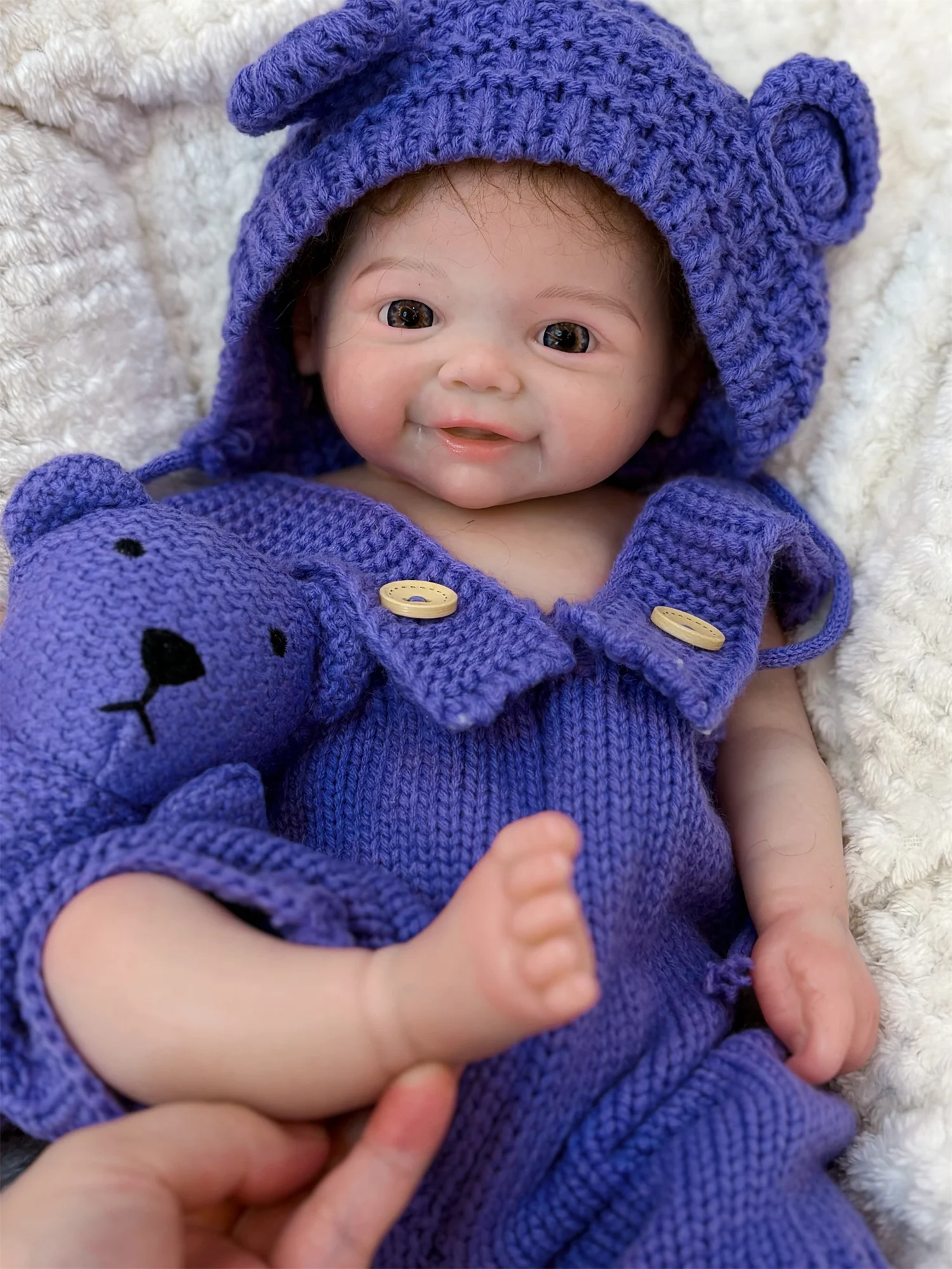 18 インチ缶オープン口素敵なヴィヴィアンシリコーン女の子人形根付き髪手作りソフトタッチ感ベベリボーン人形子供のための