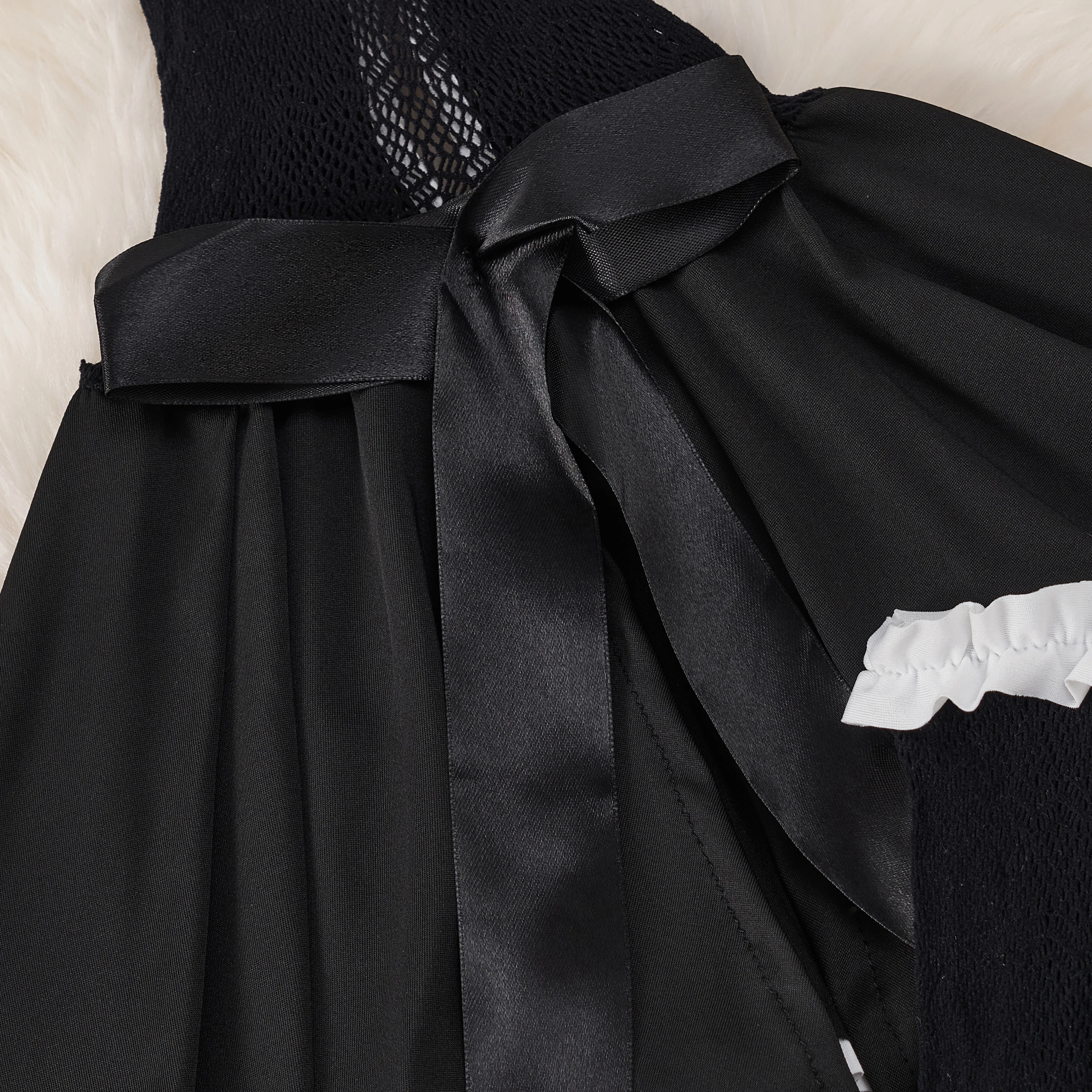 Y2K Lolita Damen Minikleid Trägerloses Rüschenkleid mit Schleife Plissierter Rock Wickelkleid Hotweet Süßes Ballkleid Sexy Club-Party Schwarzes Kleid – Detail 3