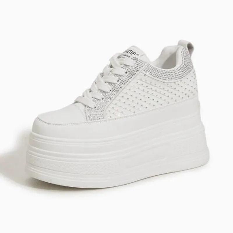 

Luxury 9CM Air Mesh Synthetic Platform Wedge Casual New Autumn Chunky Sneaker Bling Leather Comfy High Brand Spring Summer Shoes