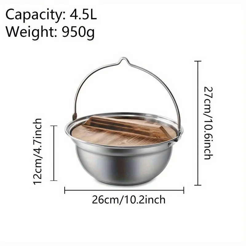 Portable Hanging Pot Camping Stainless Steel Multifunctional Bonfire Small Boiling Pot Outdoor Soup Fireplace Hot