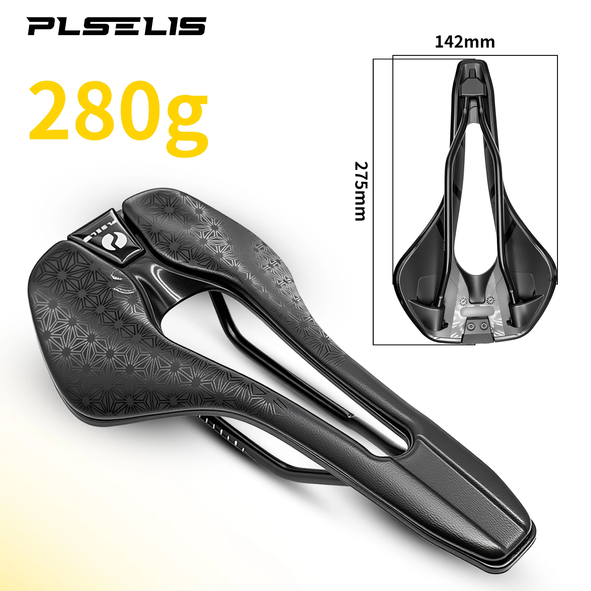 

Plselis Lightweight Road Bicycle Saddle Cushion Hollow Breathable Design 280g Racing Bike Accessory